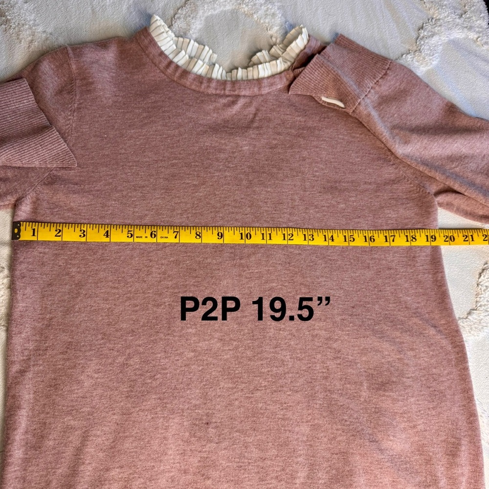 Vila Milano Wool Blend Sweater Size XL Lavender Pleated‎ Ruffle Collar Cuffs - Picture 6 of 13